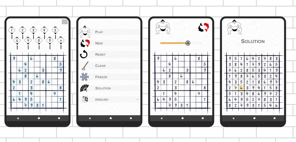 Screenshots der Sumo Sudoku App